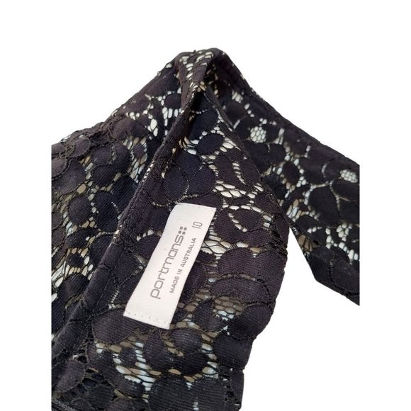 PORTMANS Black / White Lace Overlay Straight Back Split Pencil Skirt - Size 10 - Picture 7 of 9